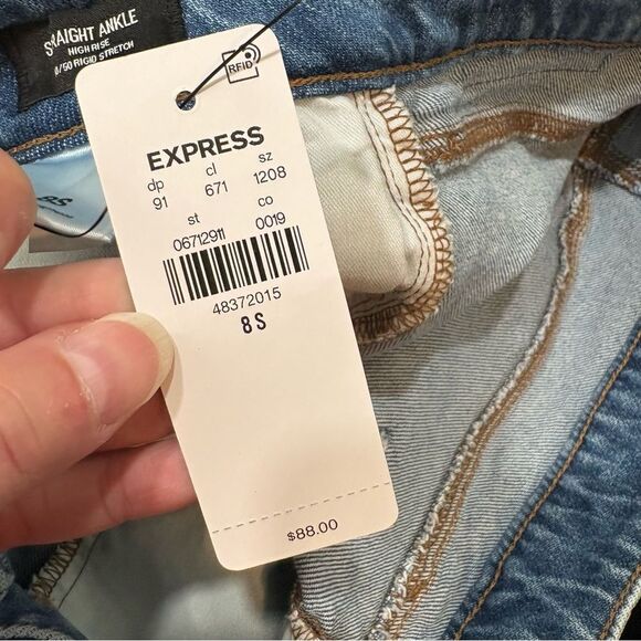 NWT Express Straight Ankle High Rise Jeans Size 8S (Short) - Picture 7 of 12